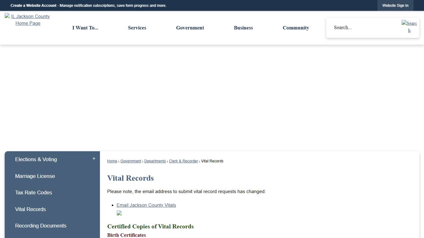 Vital Records Jackson County, IL