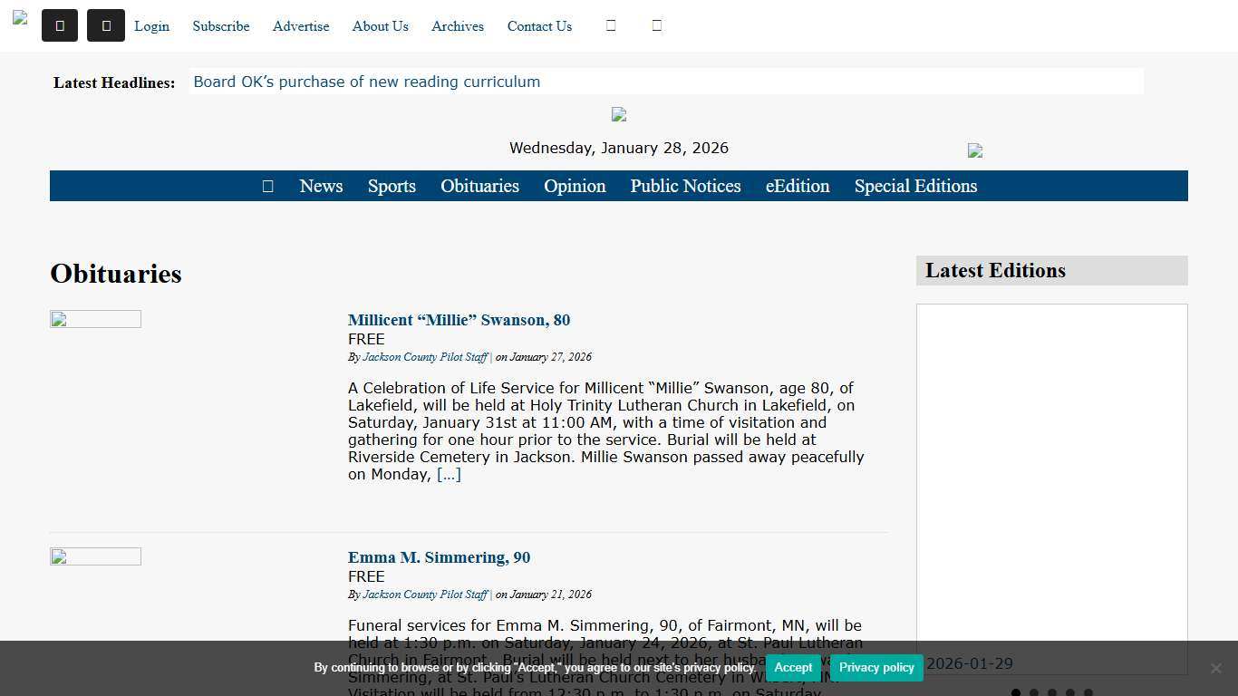 Obituaries - Jackson County Pilot